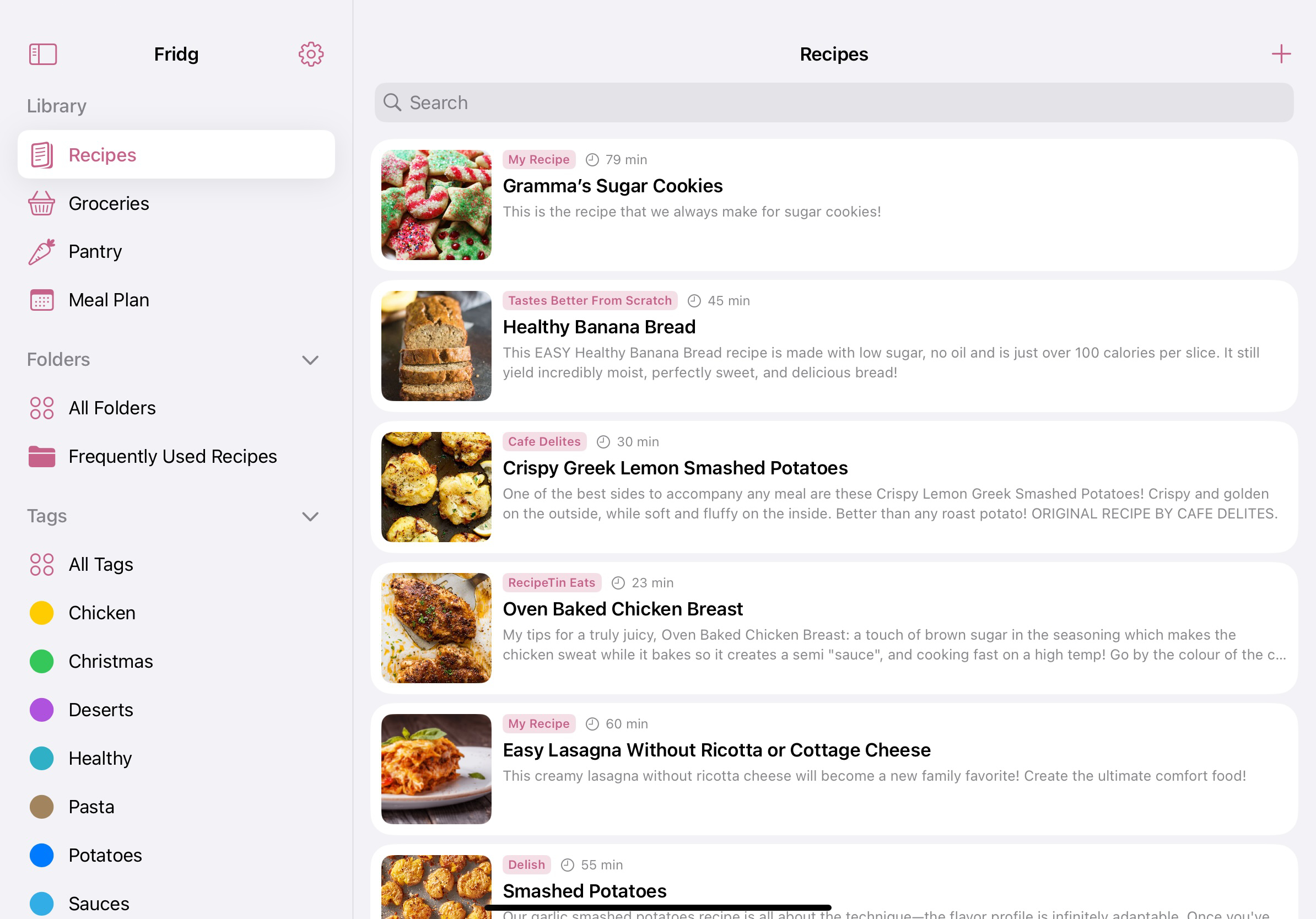 Fridg App iPad Screenshot
